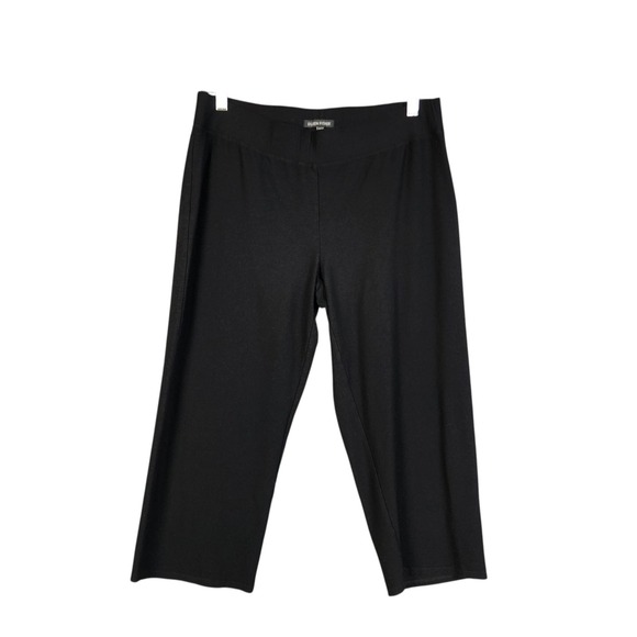 Eileen Fisher Pants - Eileen Fisher Womens Black Stretch Jersey Cropped Pants Straight Leg Size Medium